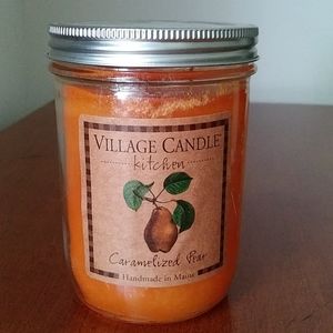 Village Candle CARAMELIZED PEAR Lg Jar ULTRA RARE!! New